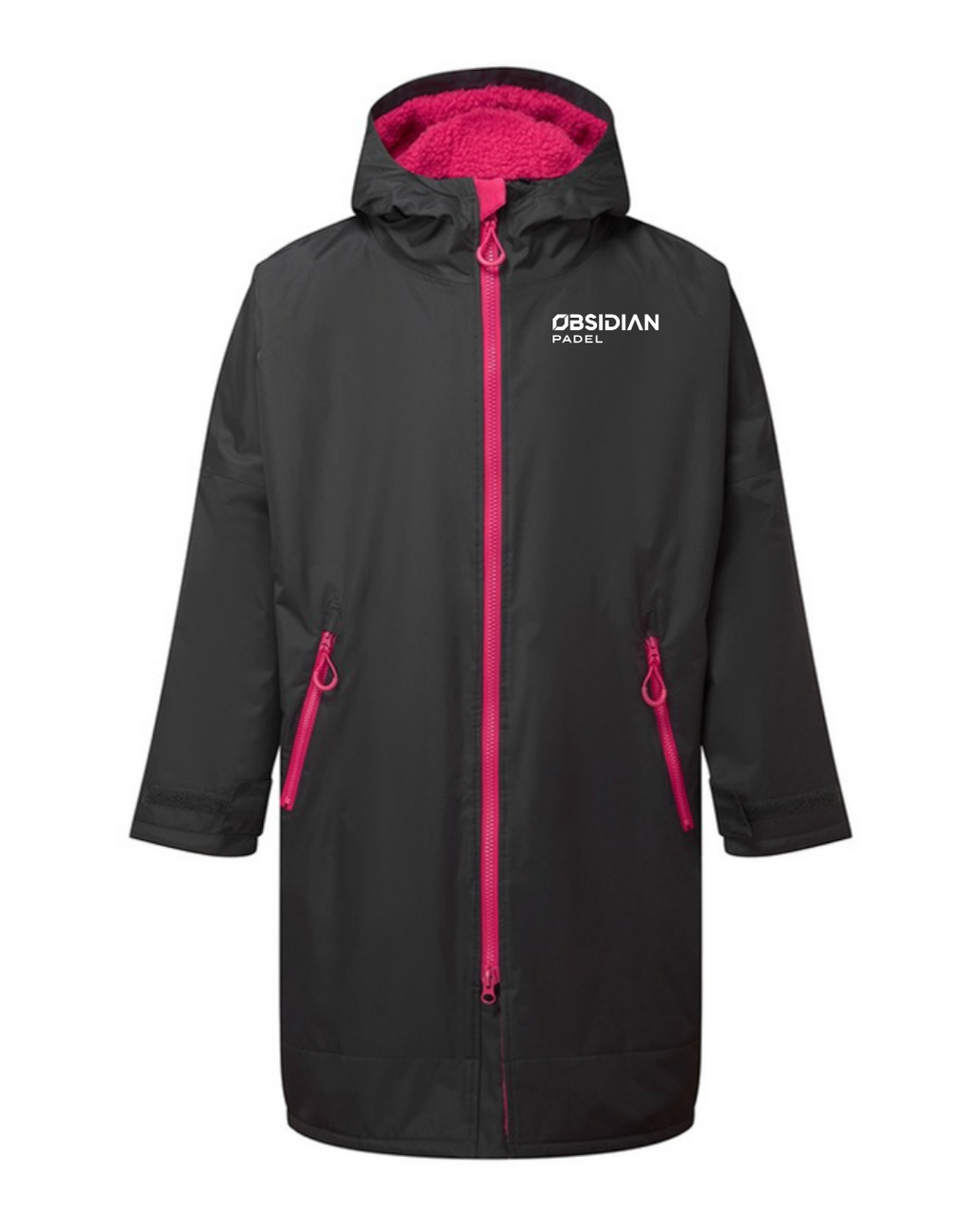 Obsidian Changing Robe in Charcoal/Hot Pink, front