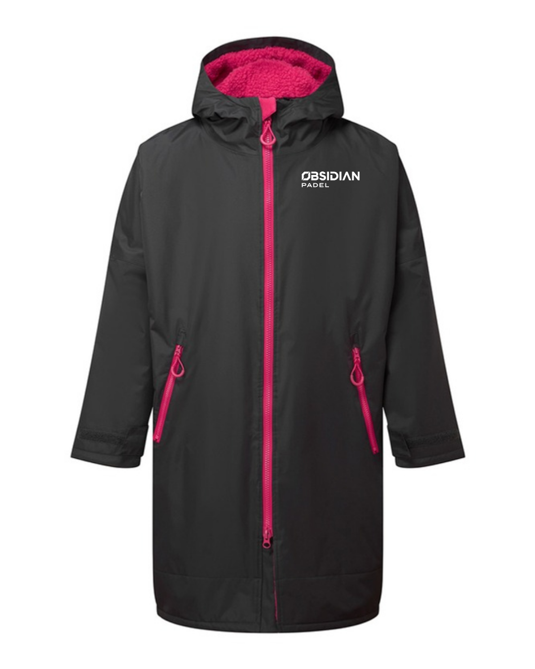 Obsidian Changing Robe in Charcoal/Hot Pink, front