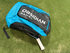 Obsidian Padel Backpack in black and blue with white Obsidian Padel branding