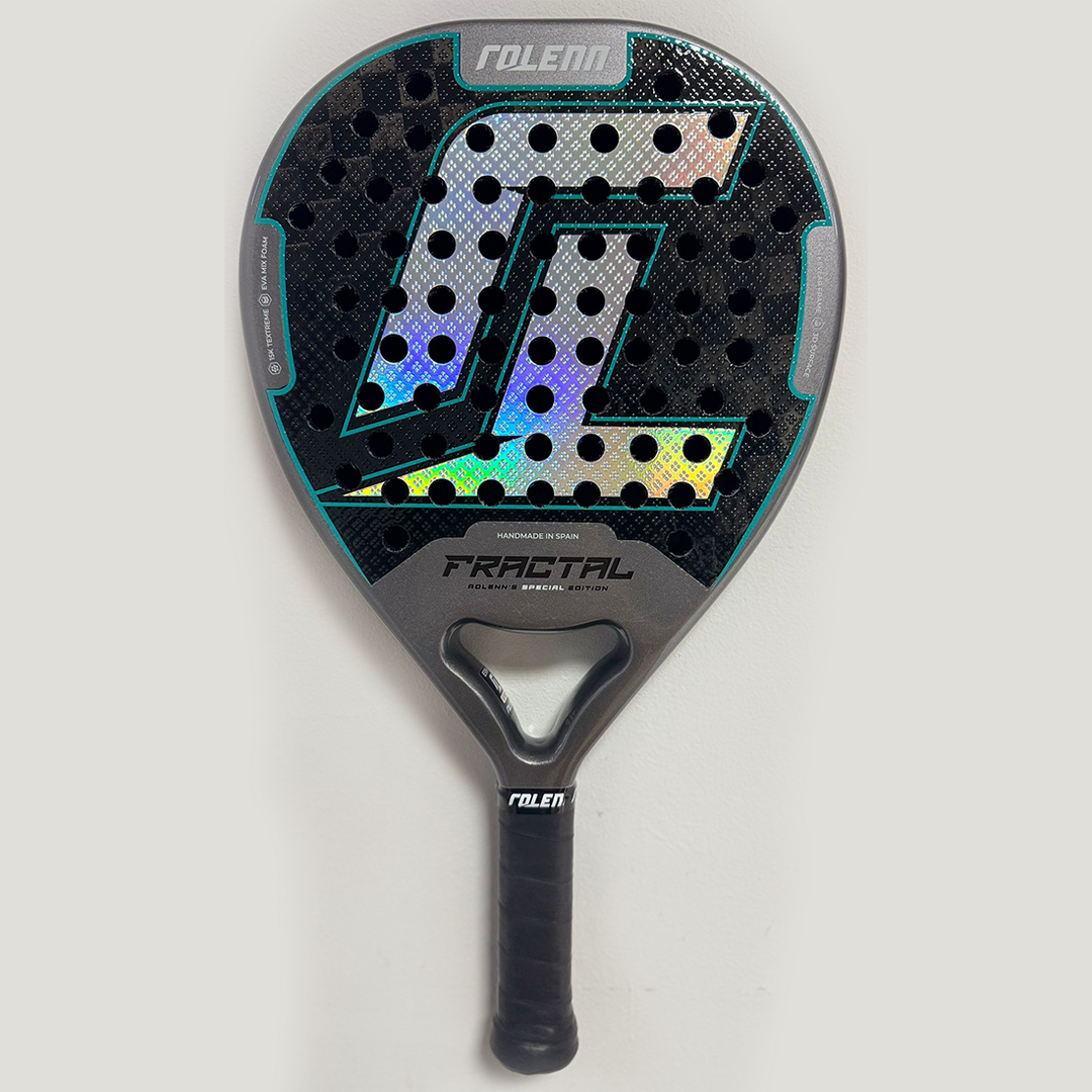 Rolenn Fractal Balance padel racket in metallic grey, front view