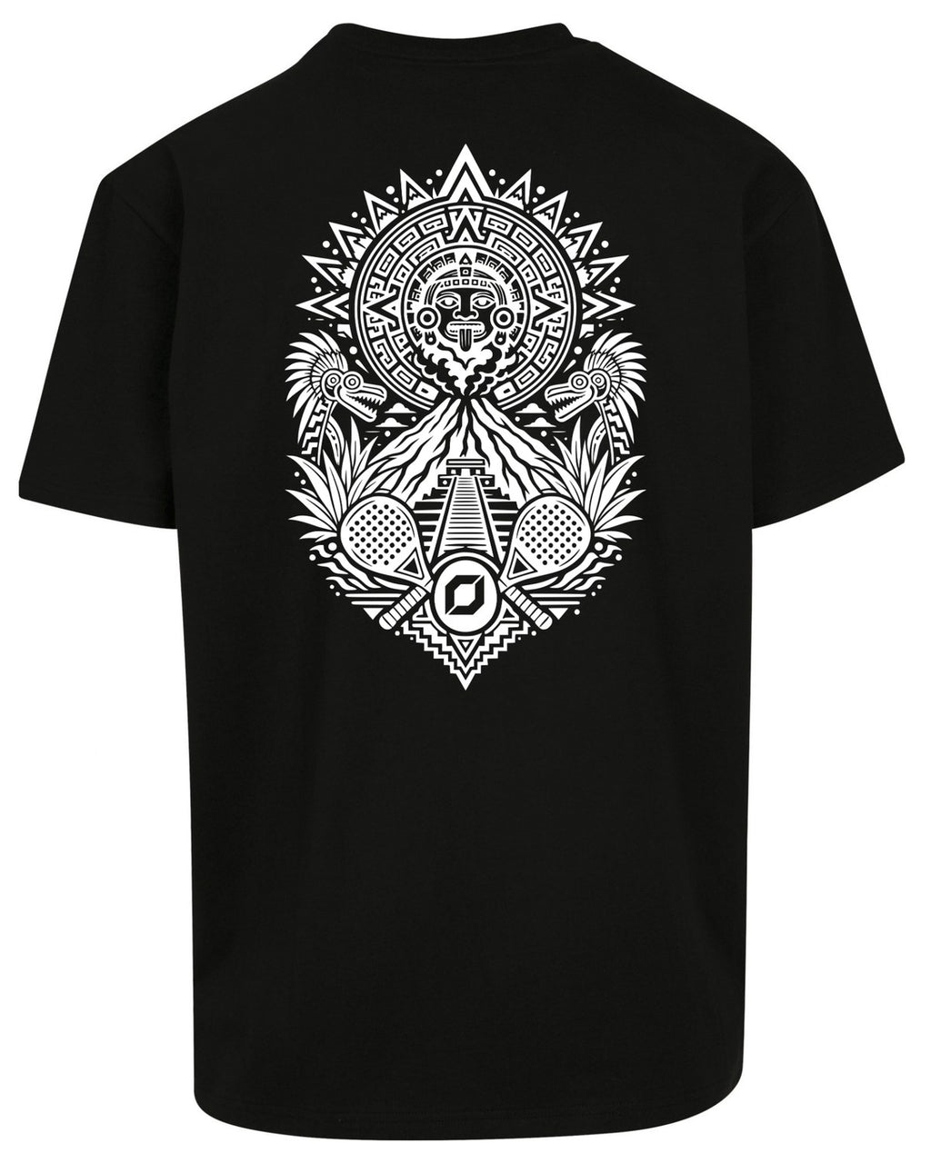 Aztec Oversized Tee in Black with white print, back