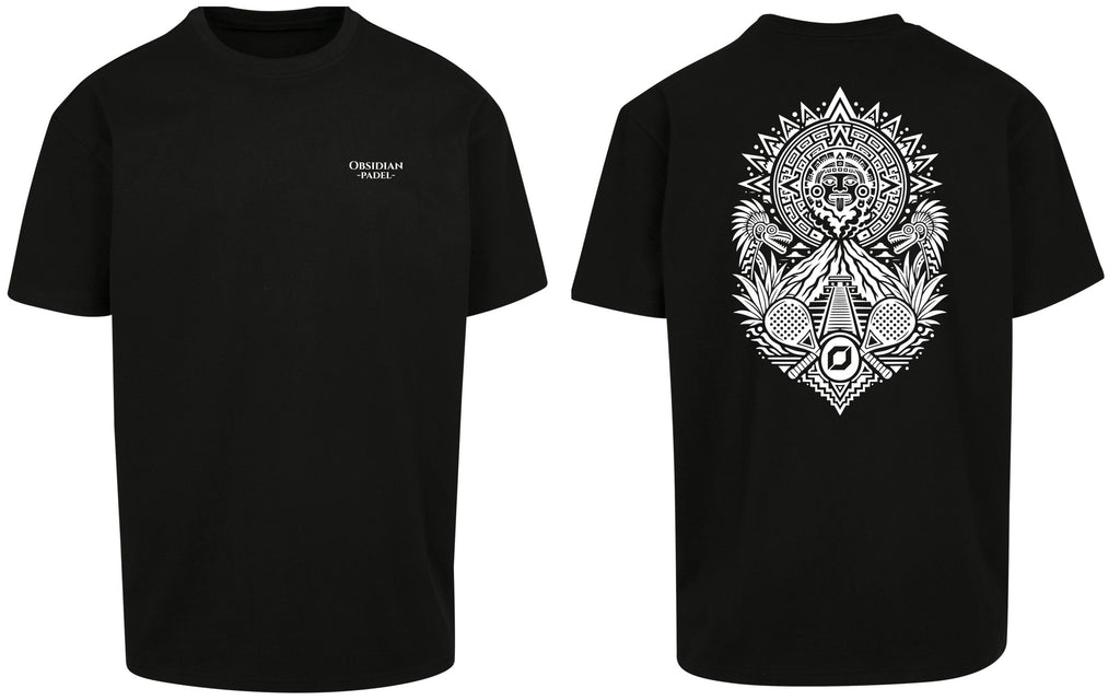 Aztec Oversized Tee in Black with white print, front and back