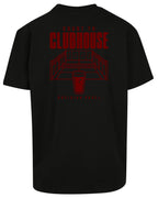 Court to Clubhouse Oversized Tee in Black with cherry print, back