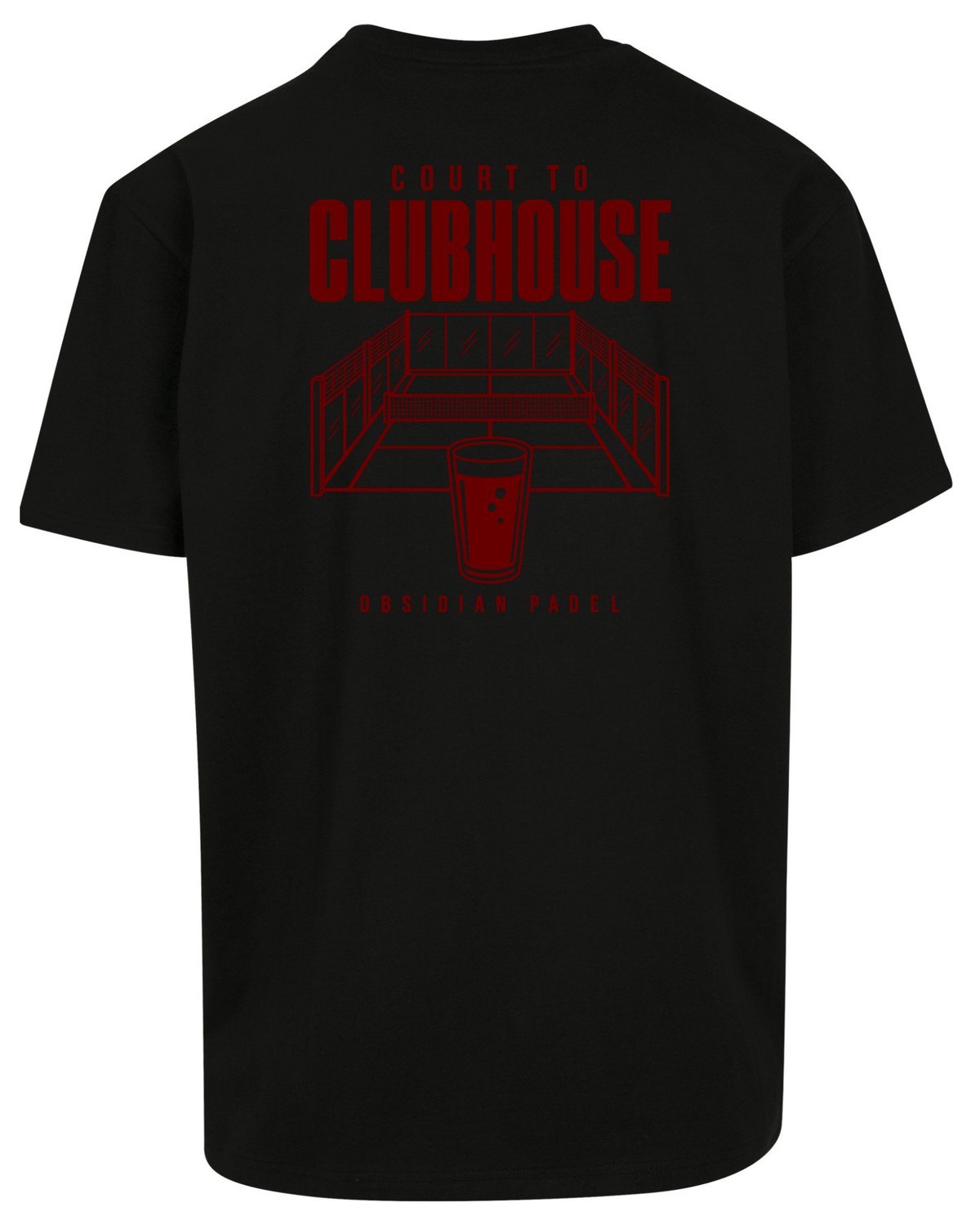 Court to Clubhouse Oversized Tee in Black with cherry print, back