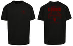 Court to Clubhouse Oversized Tee in Black with cherry print, front and back
