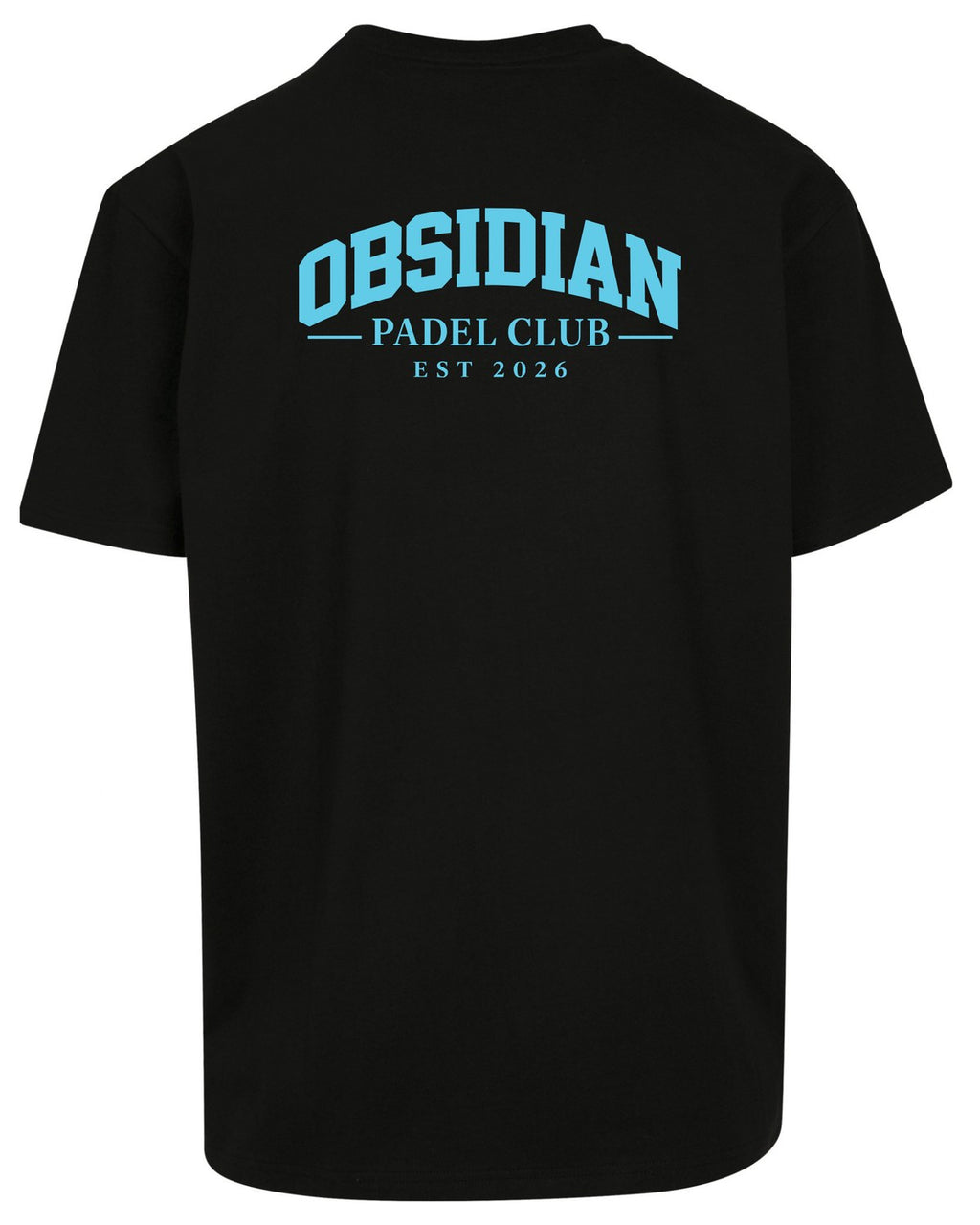 Varsity Oversized Tee in Black with light blue print, back