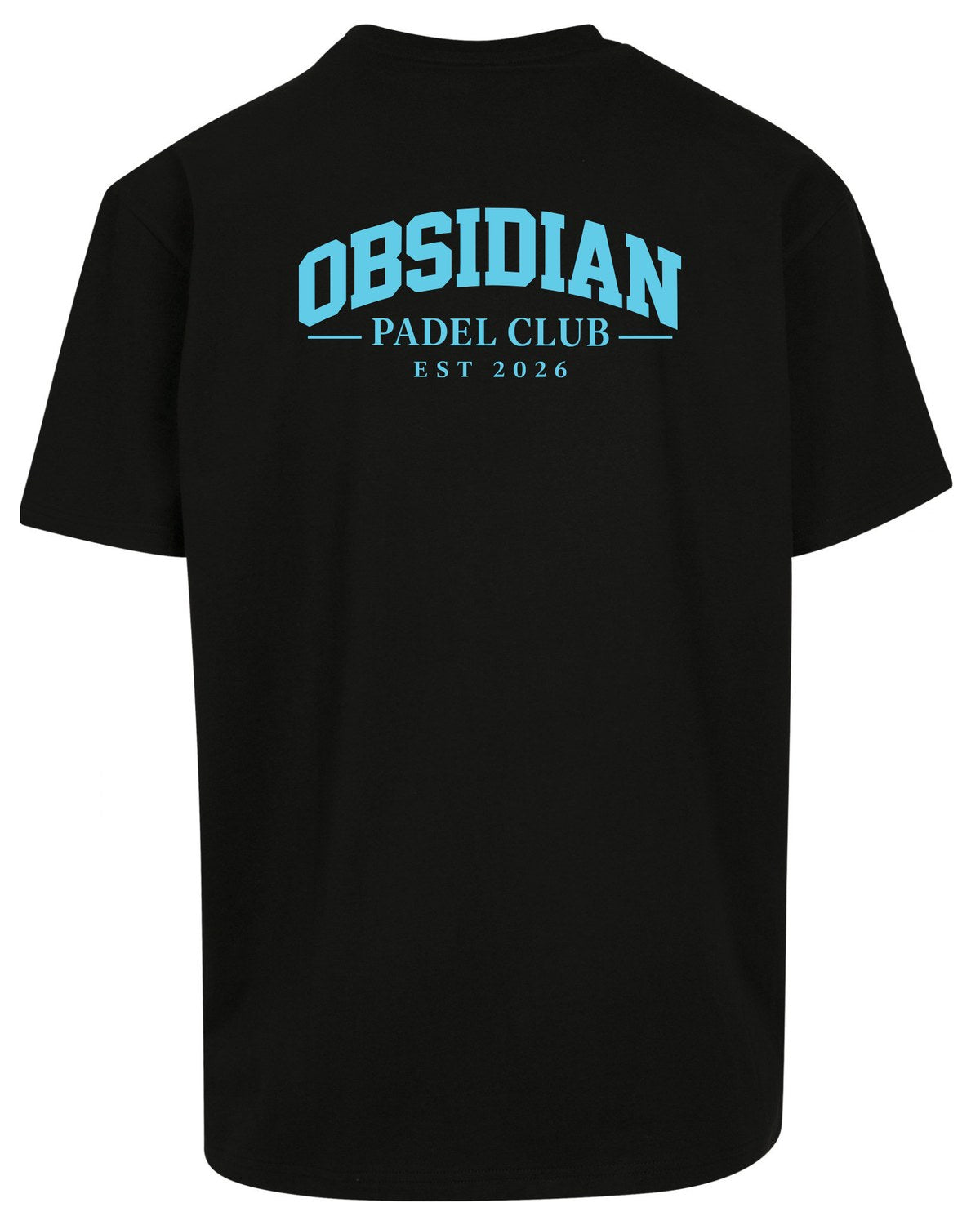 Varsity Oversized Tee in Black with light blue print, back