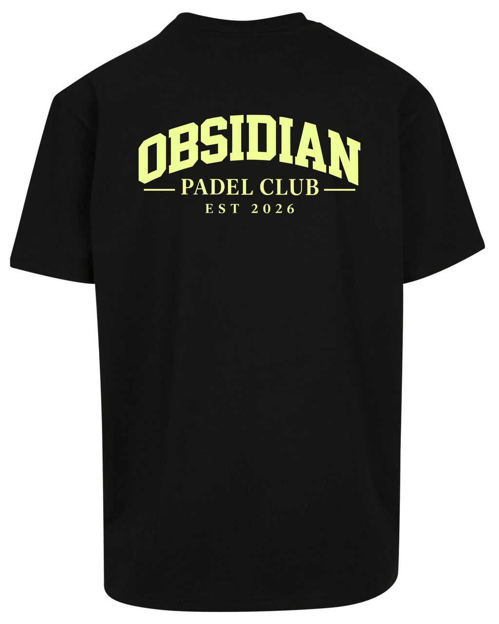 Varsity Oversized Tee in Black with light yellow print, back