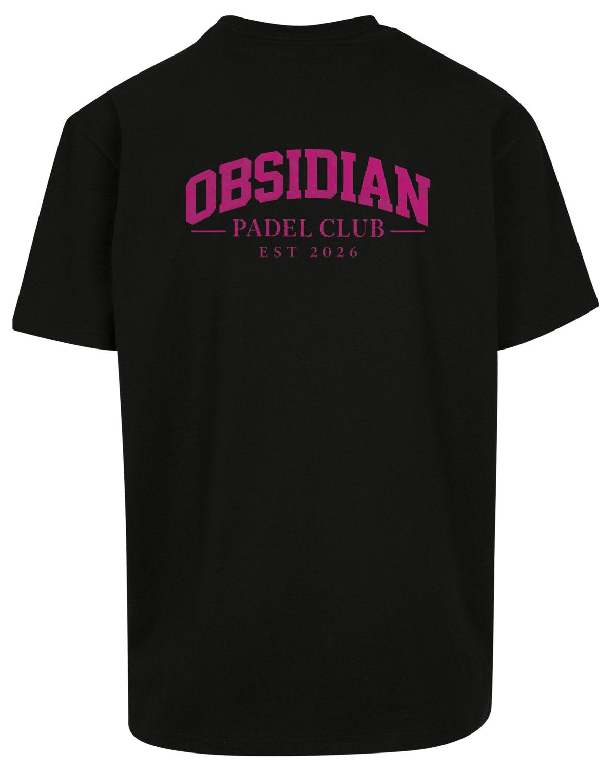 Varsity Oversized Tee in Black with pink print, back