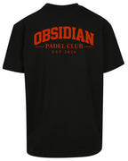 Varsity Oversized Tee in Black with red print, back