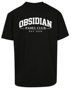 Varsity Oversized Tee in Black with white print, back