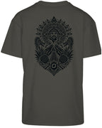 Aztec Oversized Tee in Charcoal with black print, back