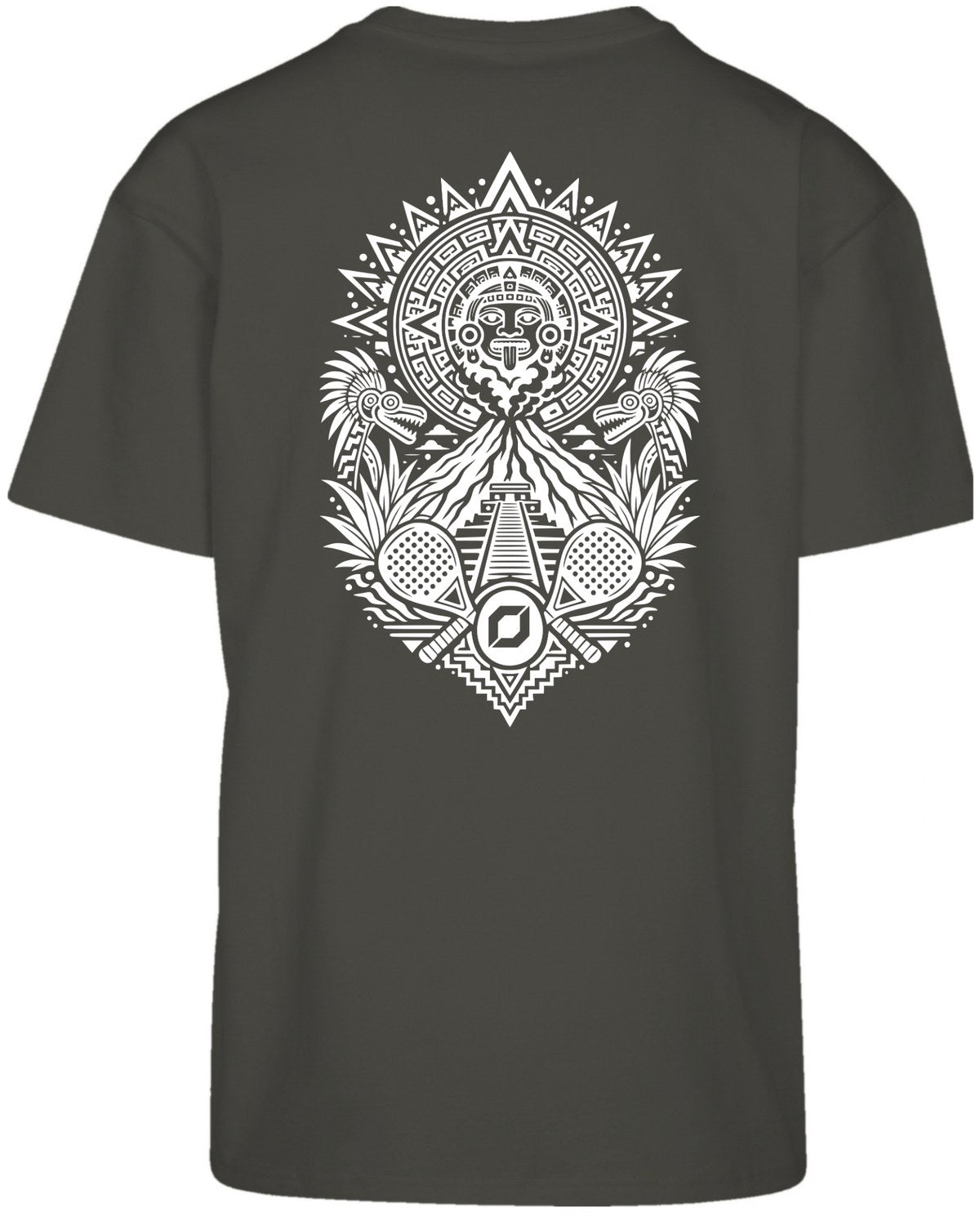 Aztec Oversized Tee in Charcoal with white print, back