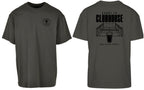 Court to Clubhouse Oversized Tee in Charcoal with black print, front and back
