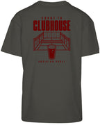 Court to Clubhouse Oversized Tee in Charcoal with cherry print, back