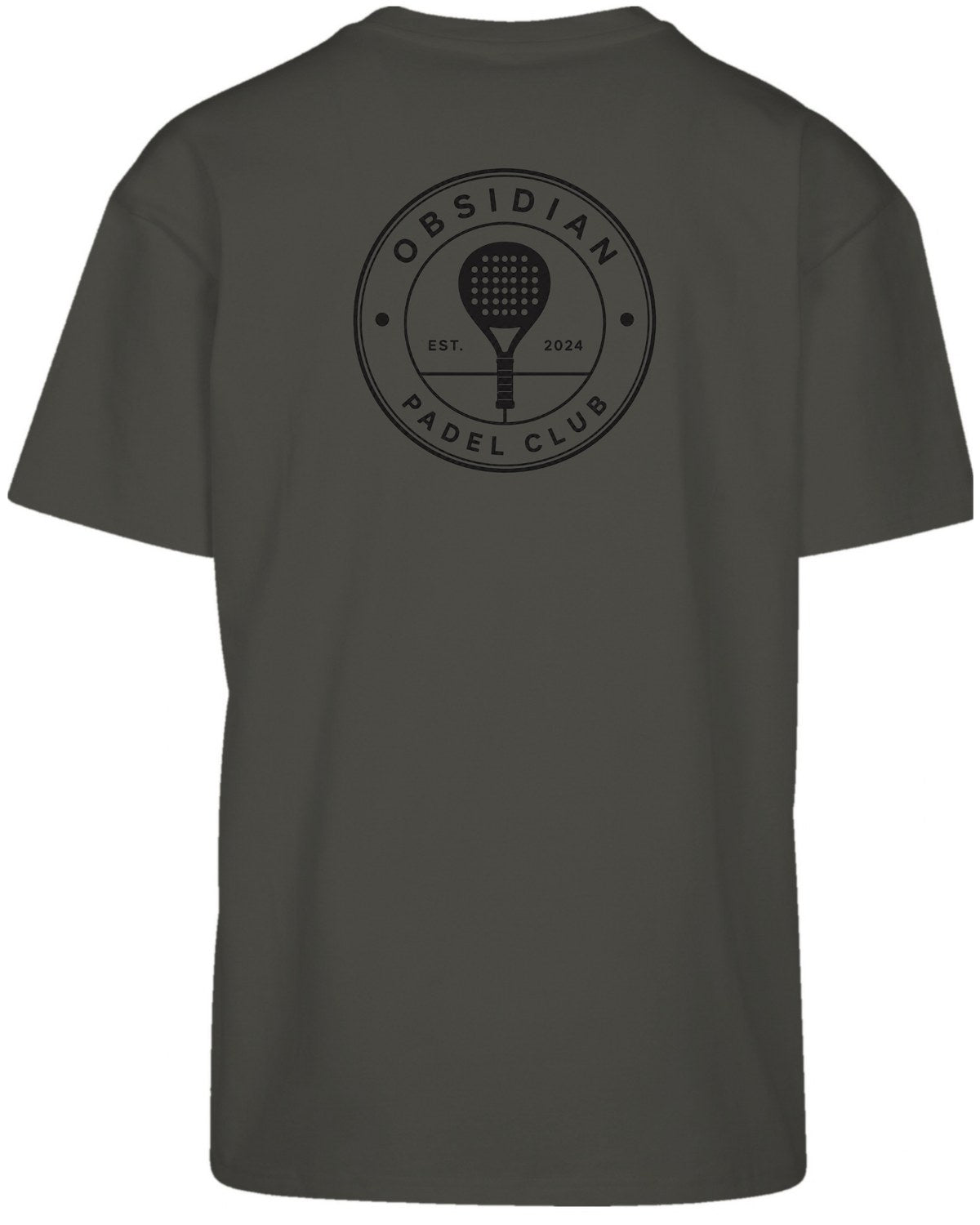Roundel Oversized Tee in Charcoal with black print, back