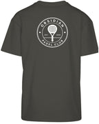 Roundel Oversized Tee in Charcoal with white print, back