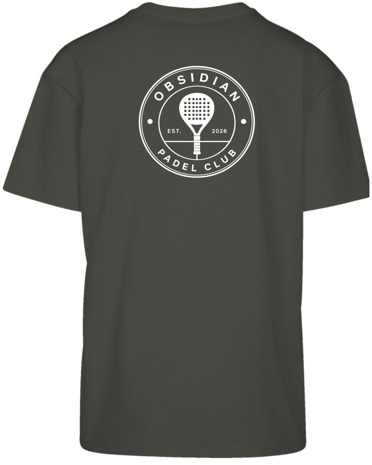 Roundel Oversized Tee in Charcoal with white print, back