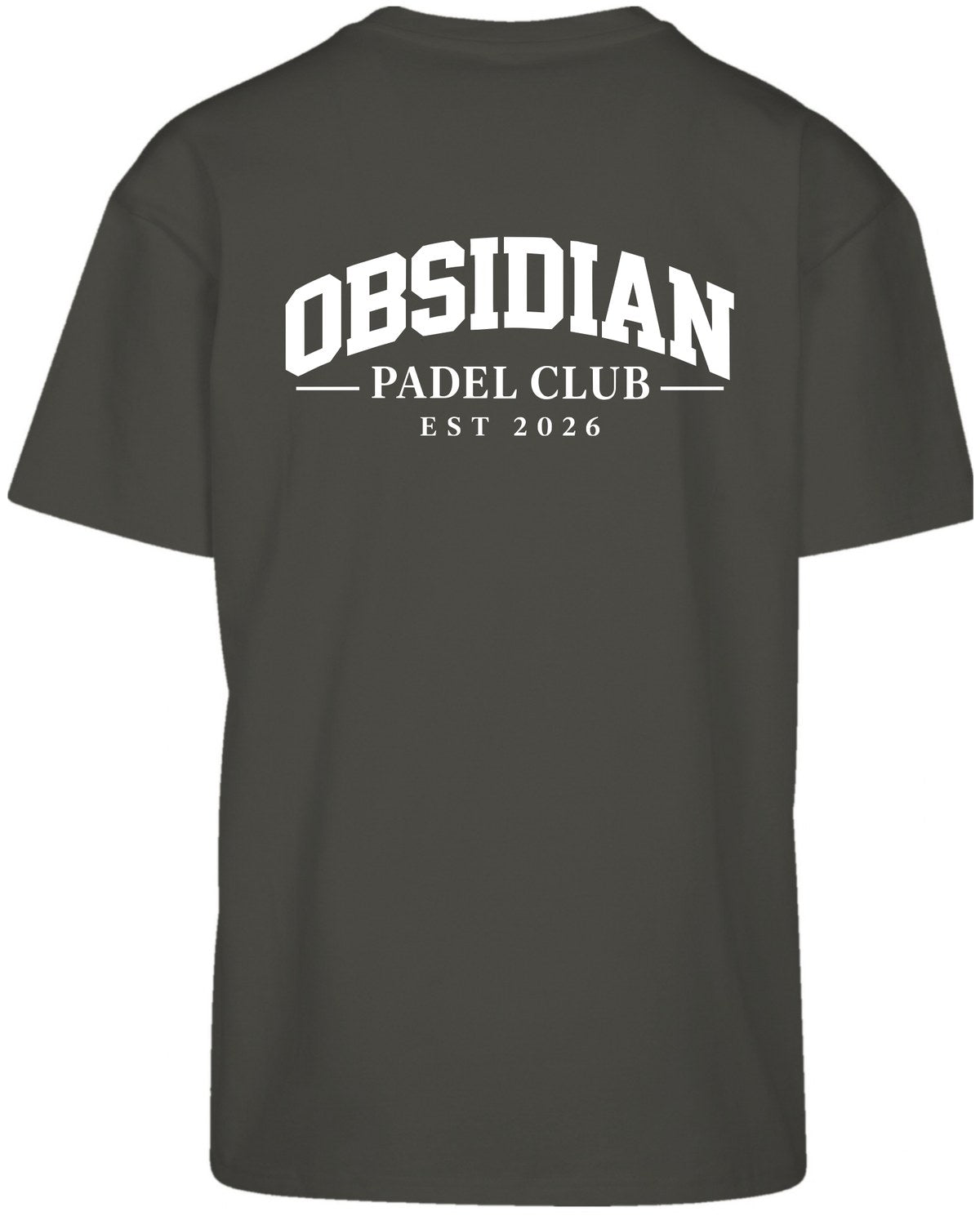 Varsity Oversized Tee in Charcoal with white print, back