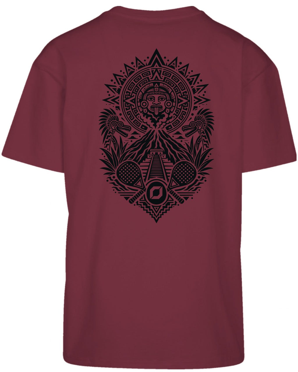 Aztec Oversized Tee in Cherry with black print, back