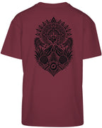 Aztec Oversized Tee in Cherry with black print, back