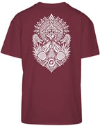 Aztec Oversized Tee in Cherry with white print, back