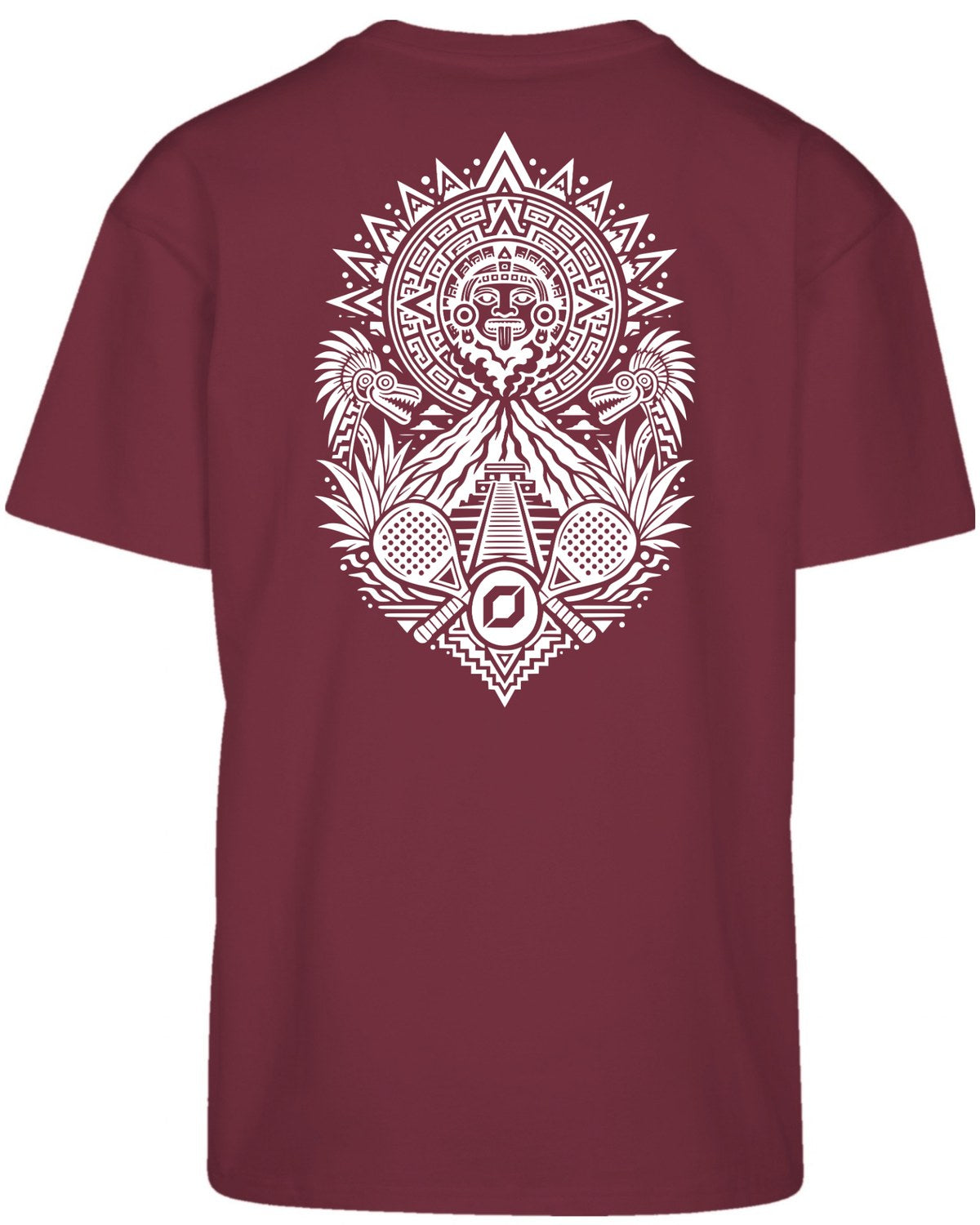 Aztec Oversized Tee in Cherry with white print, back