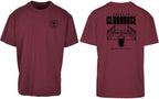 Court to Clubhouse Oversized Tee in Cherry with black print, front and back