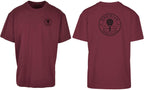 Roundel Oversized Tee in Cherry with black print, front and back