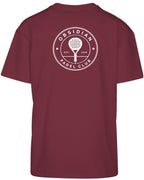Roundel Oversized Tee in Cherry with white print, back