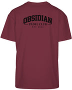 Varsity Oversized Tee in Cherry with black print, back