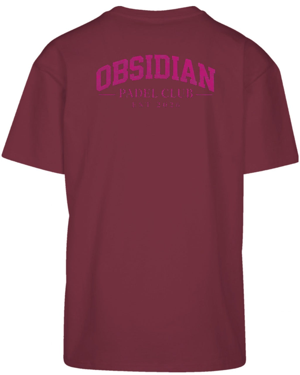 Varsity Oversized Tee in Cherry with pink print, back