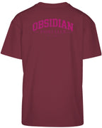 Varsity Oversized Tee in Cherry with pink print, back