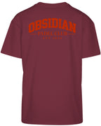 Varsity Oversized Tee in Cherry with red print, back