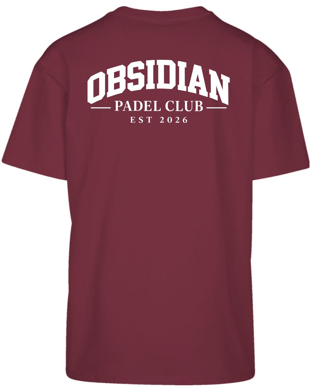 Varsity Oversized Tee in Cherry with white print, back