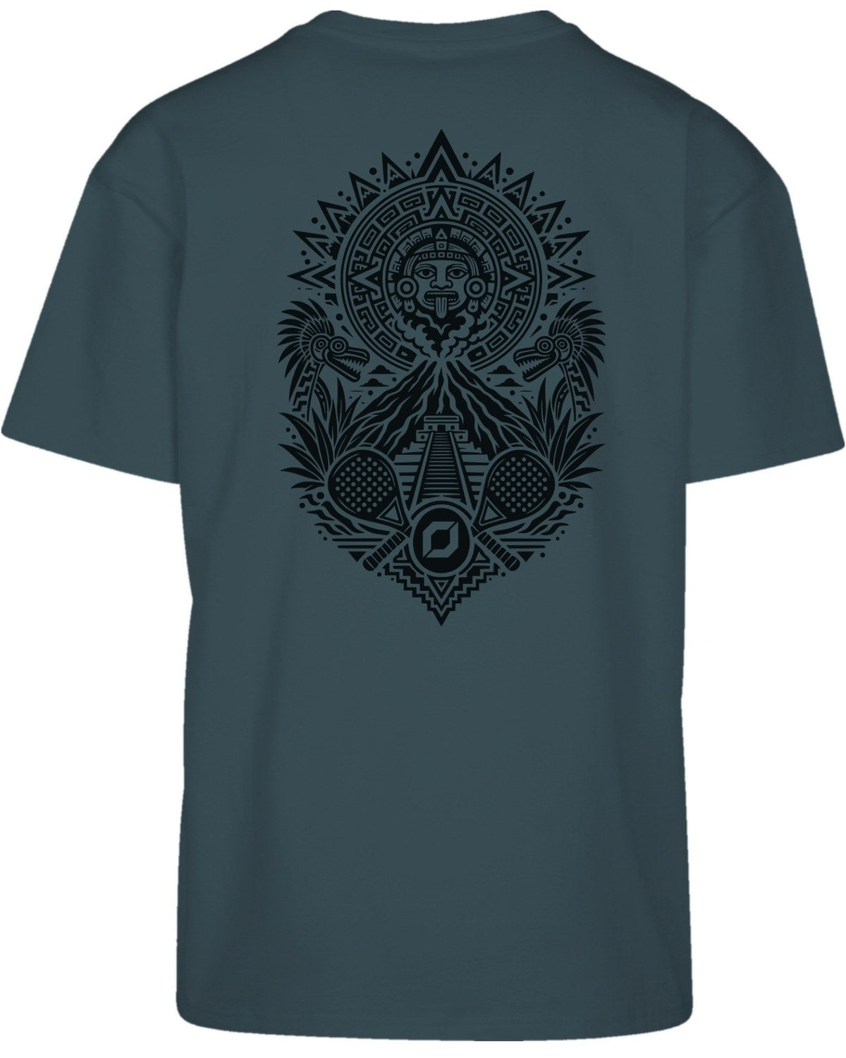 Aztec Oversized Tee in Green with black print, back