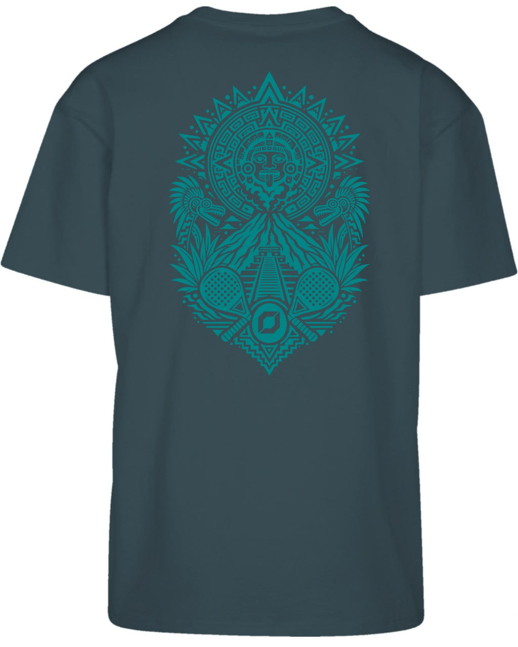 Aztec Oversized Tee in Green with teal print, back
