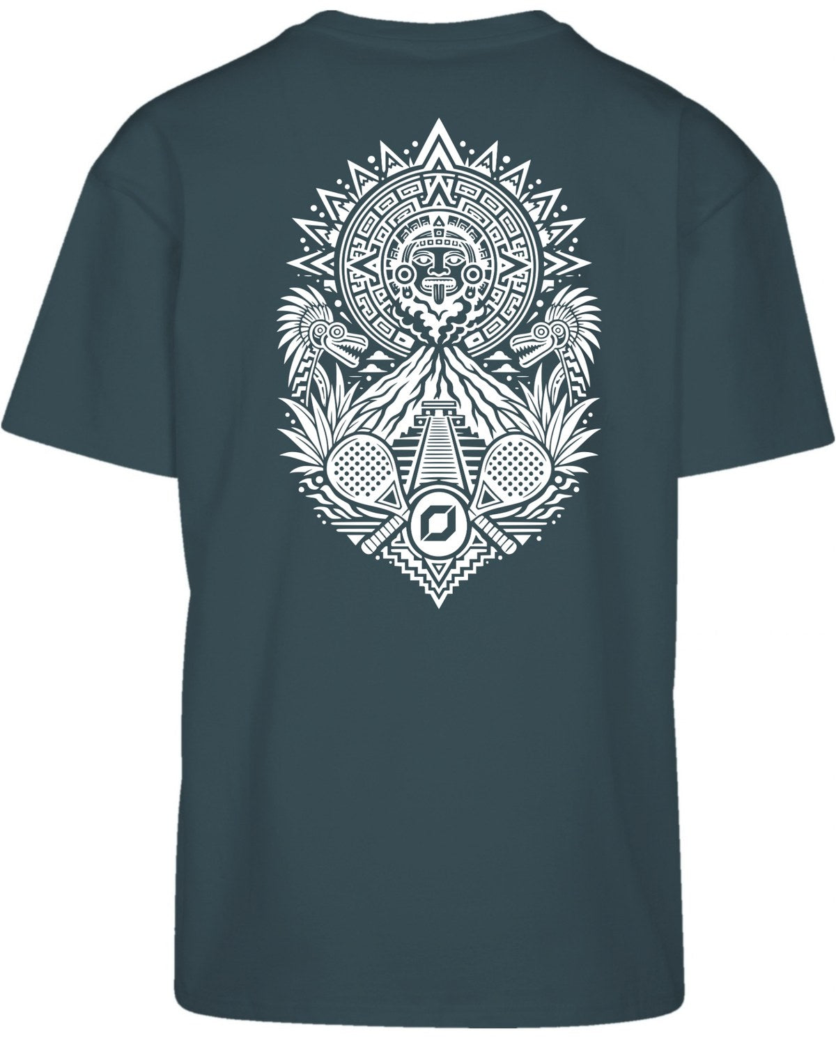 Aztec Oversized Tee in Green with white print, back