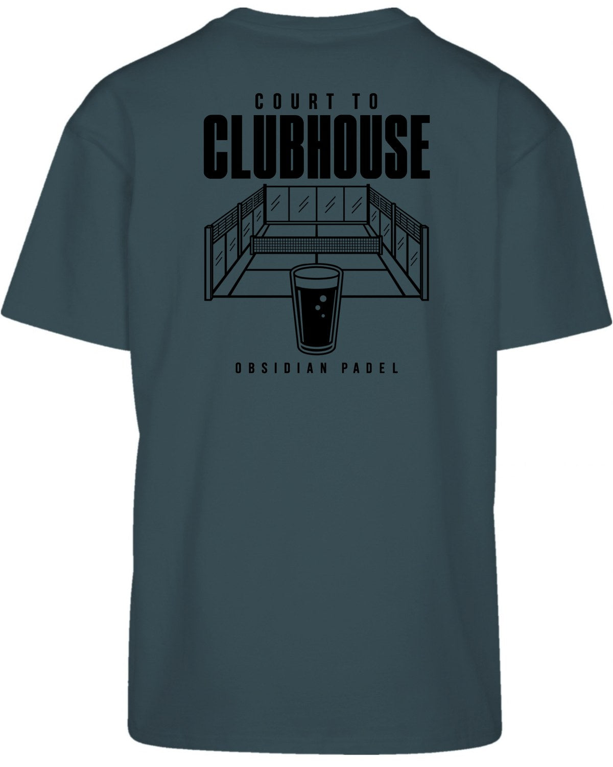Court to Clubhouse Oversized Tee in Green with black print, back