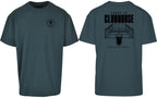 Court to Clubhouse Oversized Tee in Green with black print, front and back