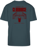Court to Clubhouse Oversized Tee in Green with cherry print, back