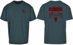 Court to Clubhouse Oversized Tee in Green with cherry print, front and back