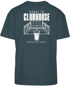 Court to Clubhouse Oversized Tee in Green with white print, back