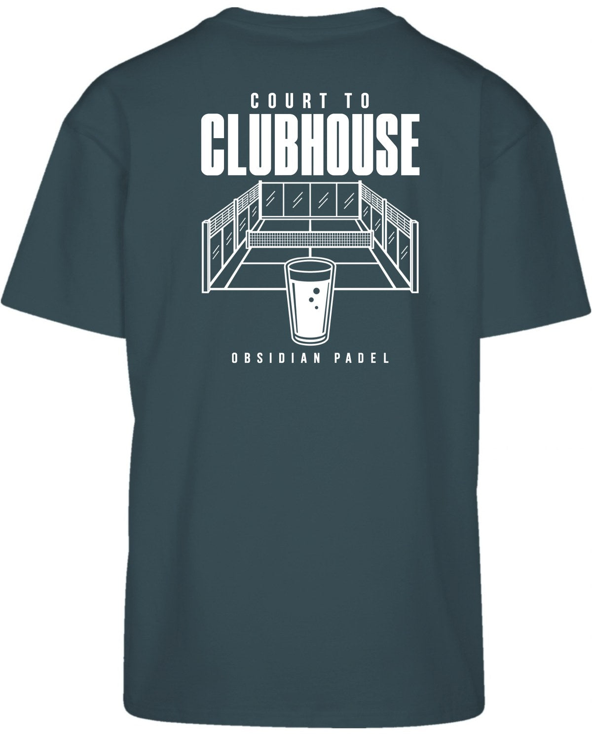 Court to Clubhouse Oversized Tee in Green with white print, back