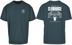 Court to Clubhouse Oversized Tee in Green with white print, front and back