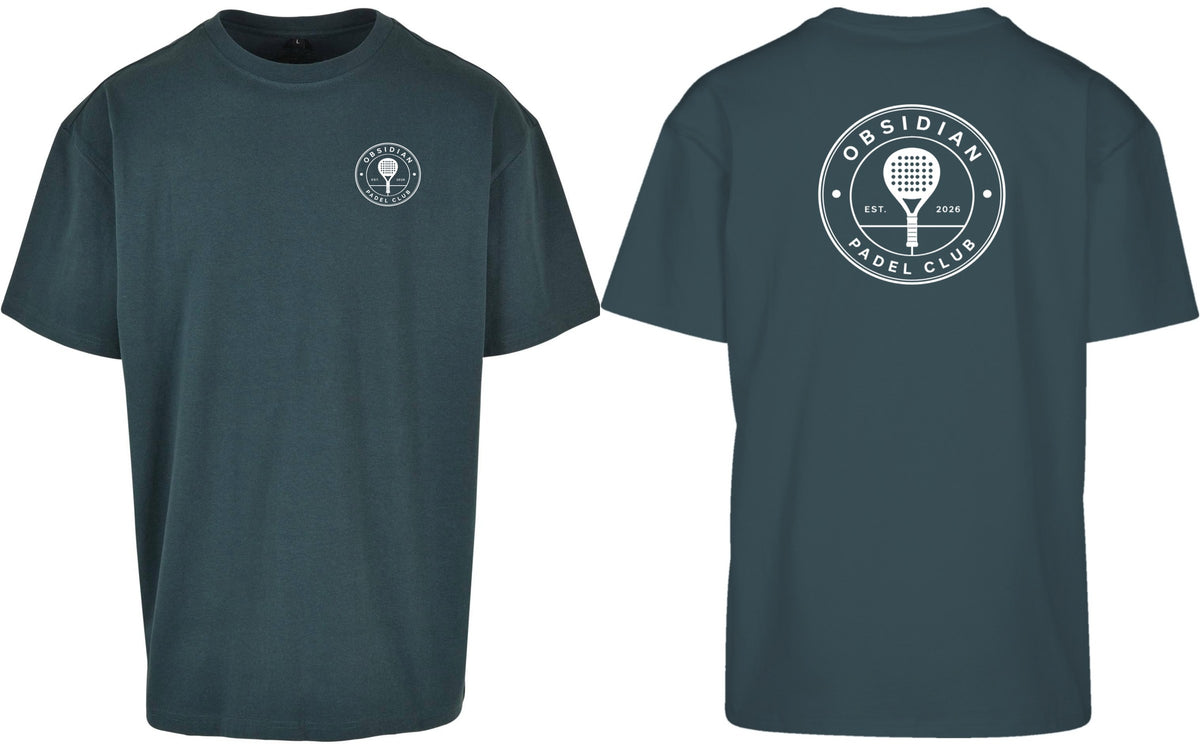 Roundel Oversized Tee in Green with white print, front and back