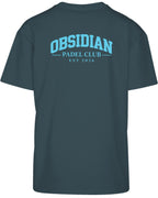 Varsity Oversized Tee in Green with light blue print, back