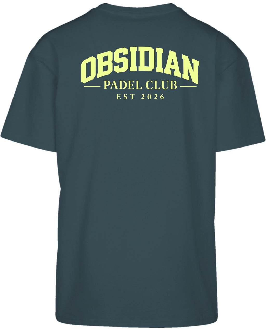 Varsity Oversized Tee in Green with light yellow print, back