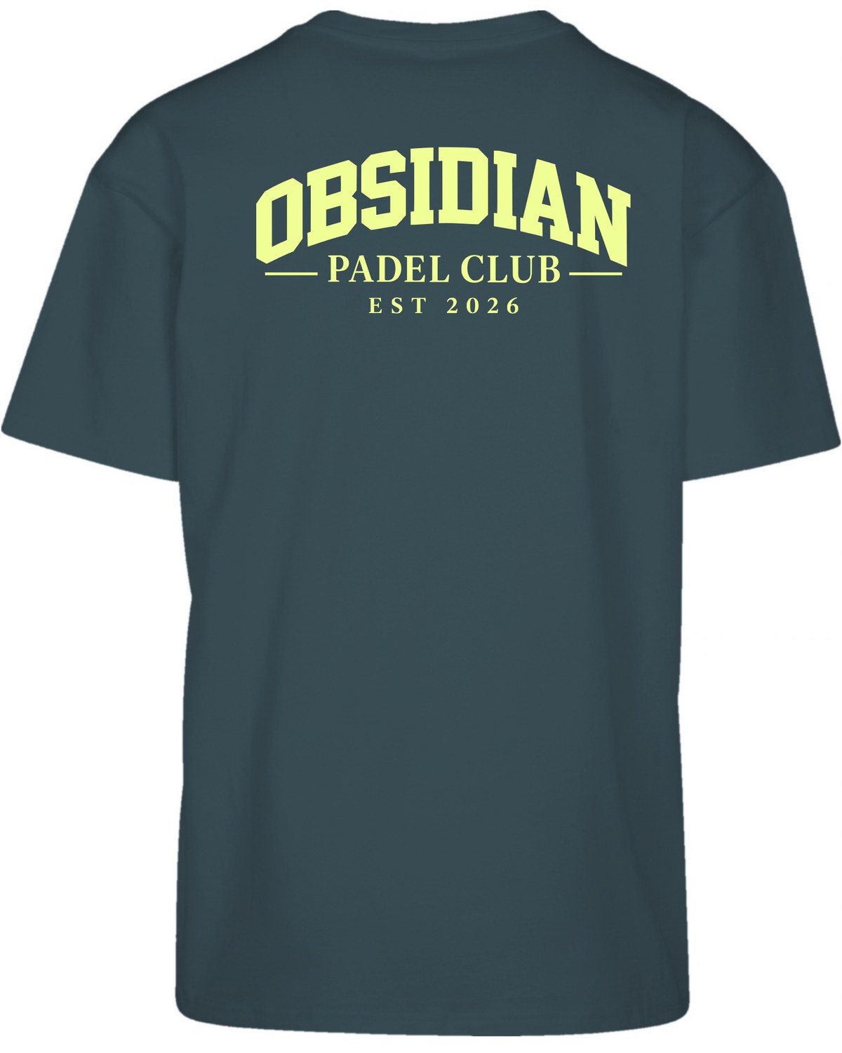 Varsity Oversized Tee in Green with light yellow print, back