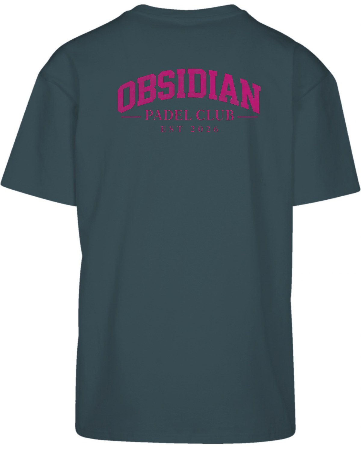 Varsity Oversized Tee in Green with pink print, back
